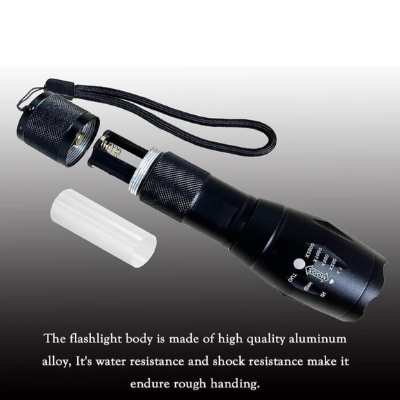 Tactical Flashlight, Adjustable Focus, Battery Powered Waterproof 1000 Lumen LED - Picture 4 of 8
